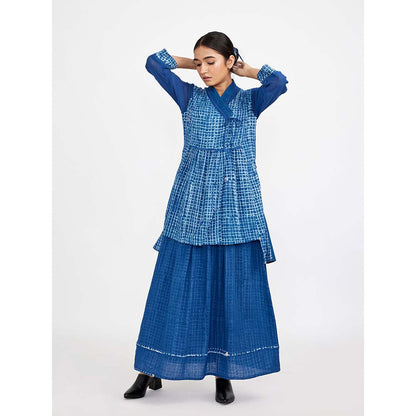 JAYATI GOENKA Blue Block Printed Co-ord (Set of 2)