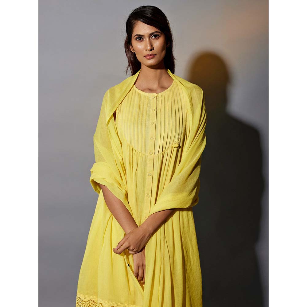 JAYATI GOENKA Haldi Festive Solid Yellow Co-Ord (Set of 3)