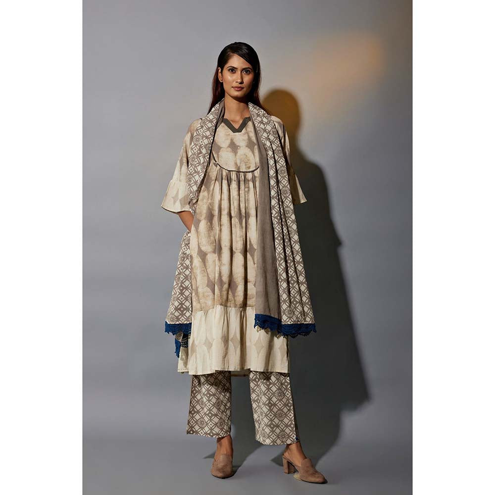 JAYATI GOENKA 24 X 7 Rooted Beige Printed Co-Ord (Set of 5)