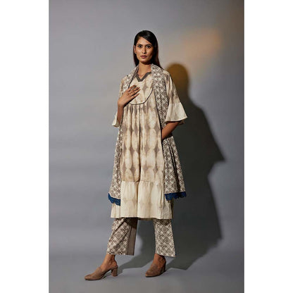 JAYATI GOENKA 24 X 7 Rooted Beige Printed Co-Ord (Set of 5)