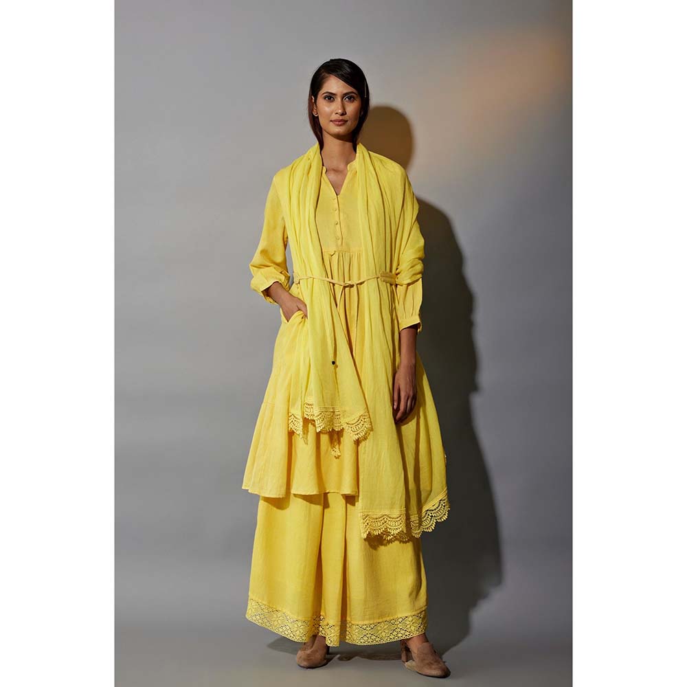 JAYATI GOENKA Haldi Festive Solid Yellow Co-Ord (Set of 5)