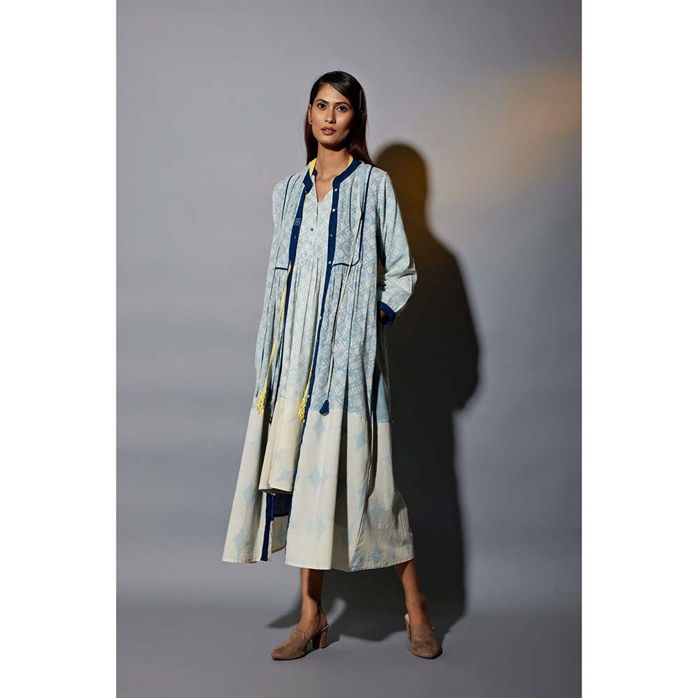 JAYATI GOENKA 24 X 7 Blue Ruffled Dress Co-Ord (Set of 4)