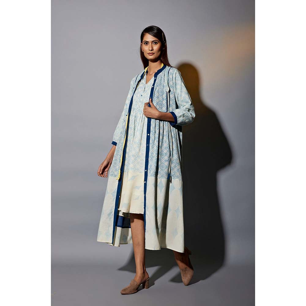 JAYATI GOENKA 24 X 7 Blue Ruffled Dress Co-Ord (Set of 4)
