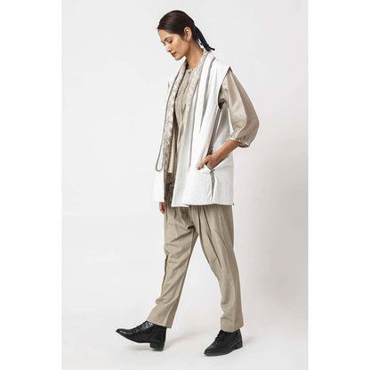 JAYATI GOENKA Solid Shiro Jacket with Belt (Set of 2)