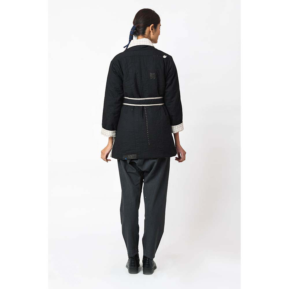 JAYATI GOENKA Solid Kuro Jacket with Belt (Set of 2)