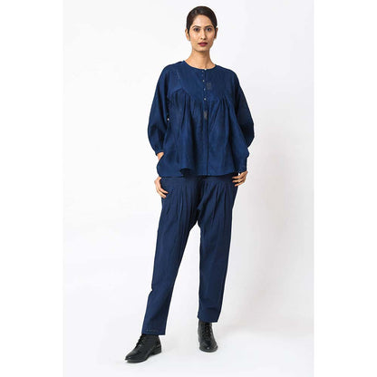 JAYATI GOENKA Solid Blueberry Co-Ord (Set of 2)