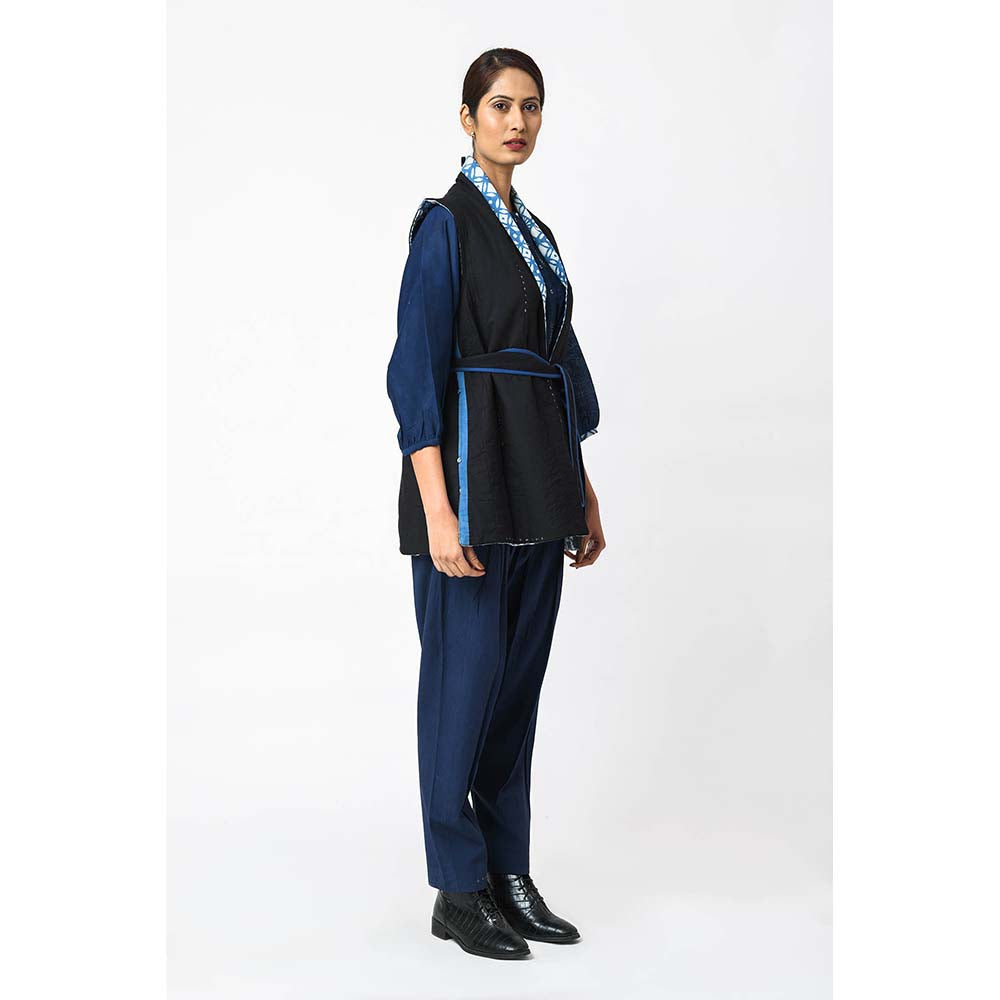 JAYATI GOENKA Solid Noir Jacket with Belt (Set of 2)
