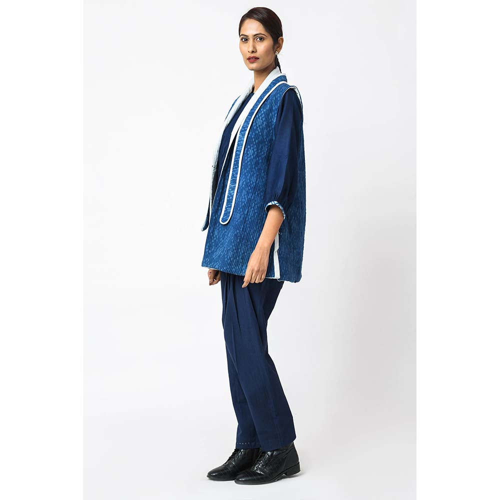 JAYATI GOENKA Printed Blueberry Jacket with Belt (Set of 2)