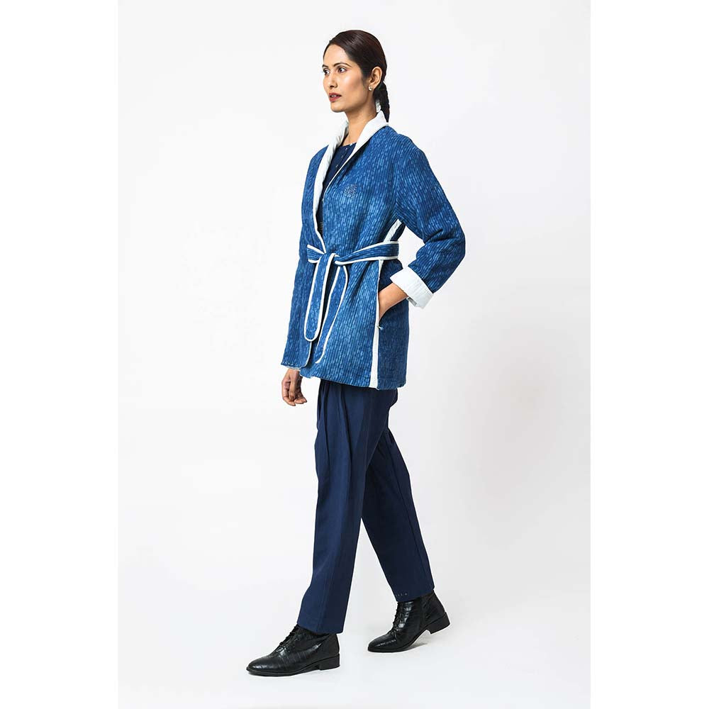 JAYATI GOENKA Printed Midnight Jacket with Belt (Set of 2)