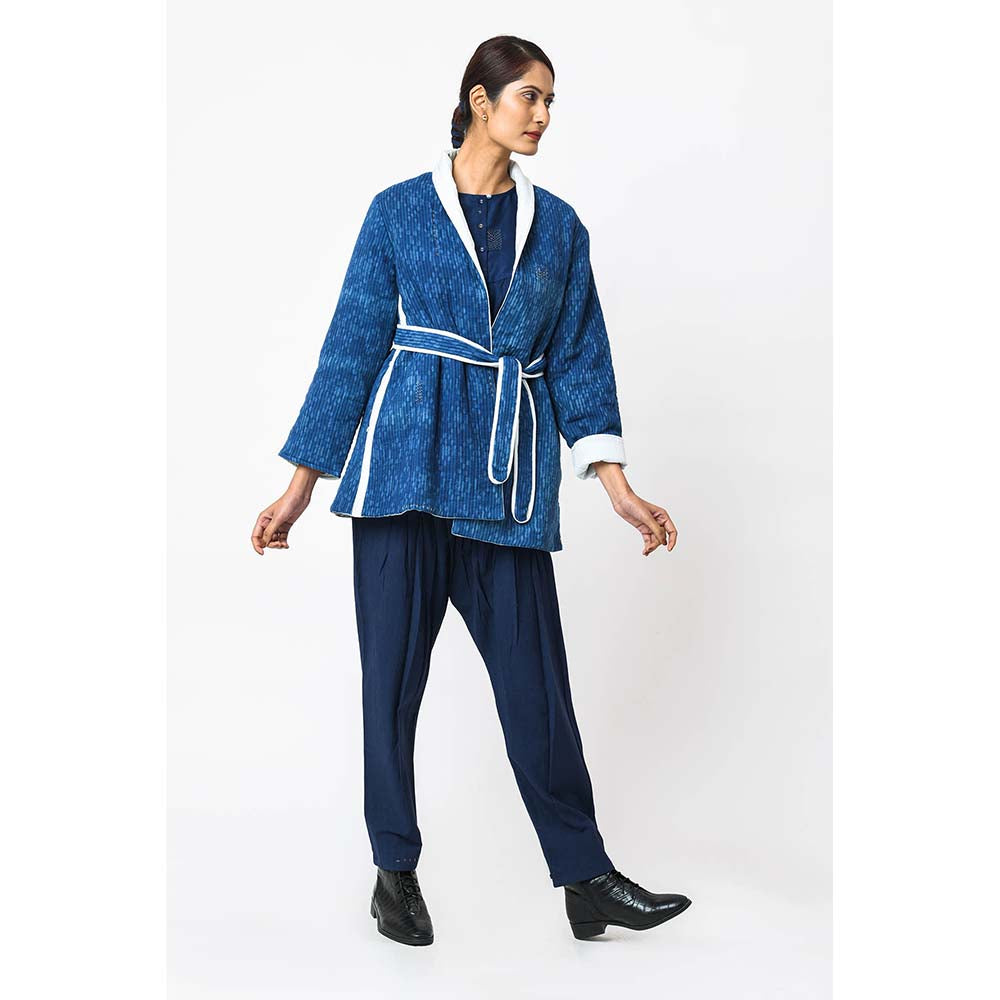 JAYATI GOENKA Printed Midnight Jacket with Belt (Set of 2)