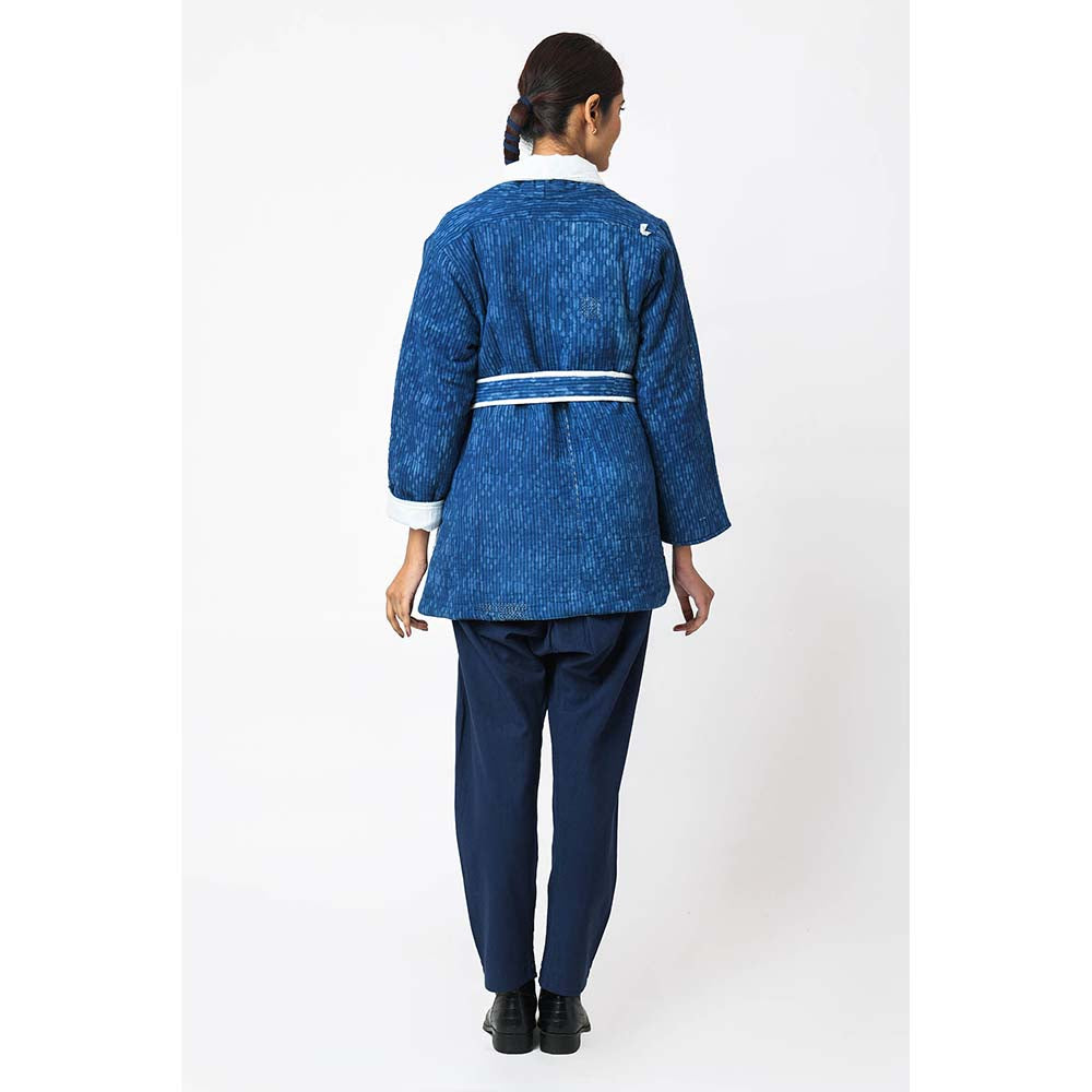 JAYATI GOENKA Printed Midnight Jacket with Belt (Set of 2)