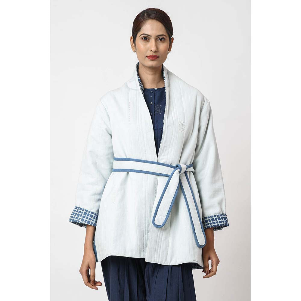 JAYATI GOENKA Solid Sky Jacket with Belt (Set of 2)