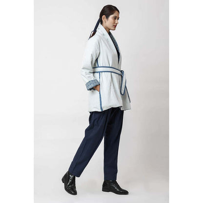 JAYATI GOENKA Solid Sky Jacket with Belt (Set of 2)