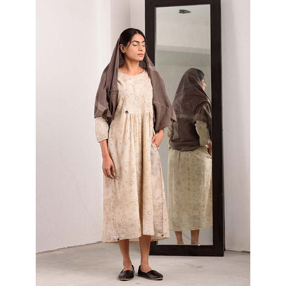 JAYATI GOENKA Beige Printed Midi Dress