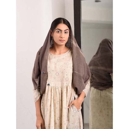 JAYATI GOENKA Beige Printed Midi Dress