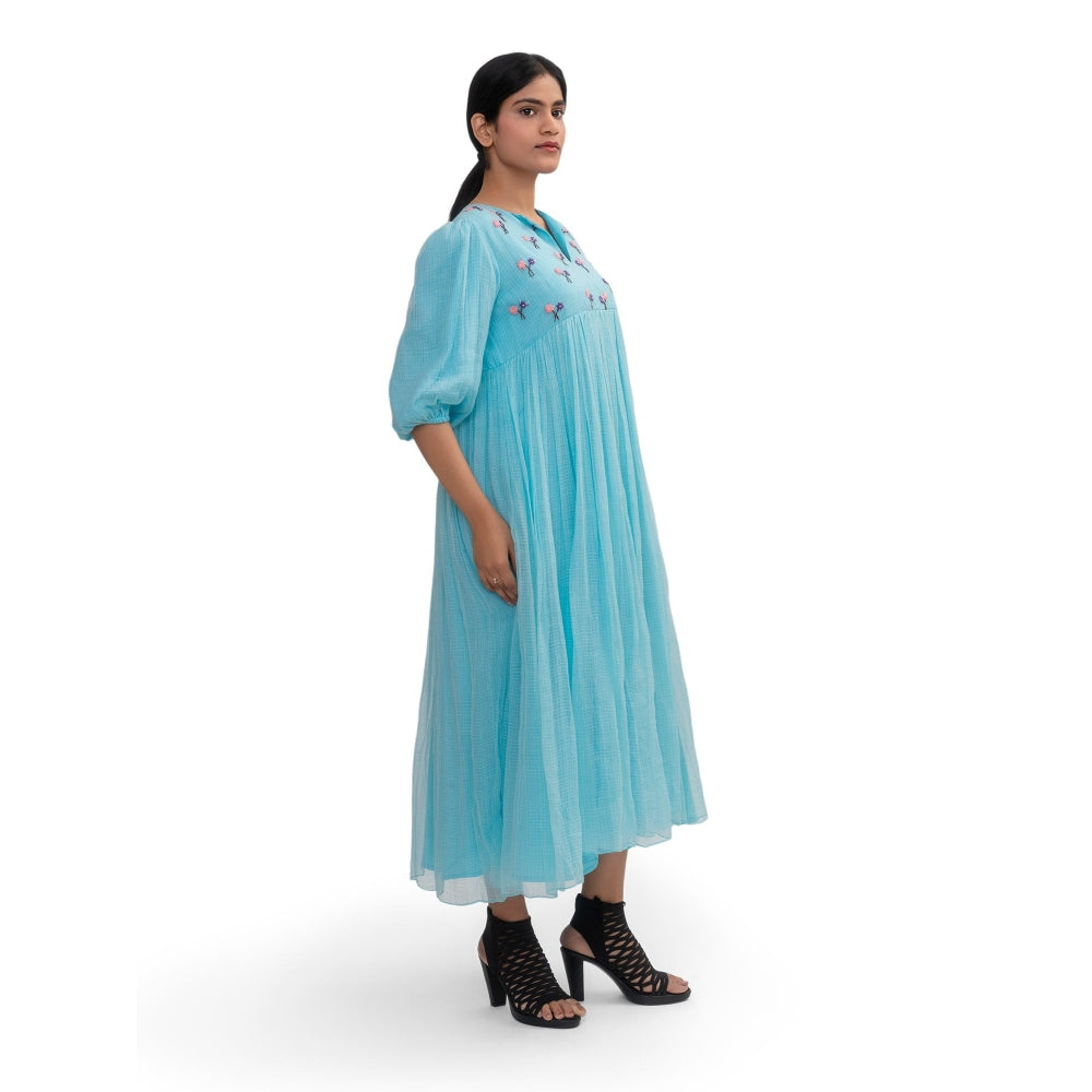 Journal By Pranay Sky Blue Gathered Maxi Dress