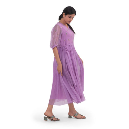 Journal By Pranay Lavender Gathered Dress
