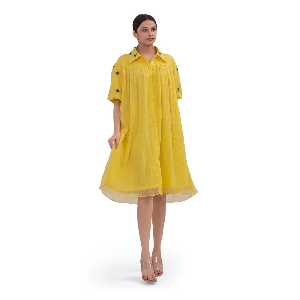 Journal By Pranay Yellow Shirt Knee Length Dress