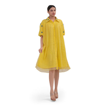 Journal By Pranay Yellow Shirt Knee Length Dress