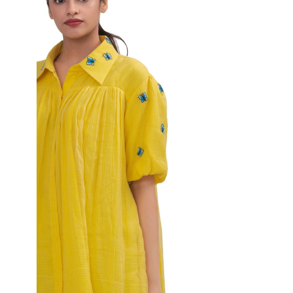 Journal By Pranay Yellow Shirt Knee Length Dress