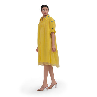 Journal By Pranay Yellow Shirt Knee Length Dress