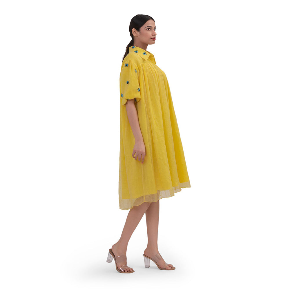 Journal By Pranay Yellow Shirt Knee Length Dress