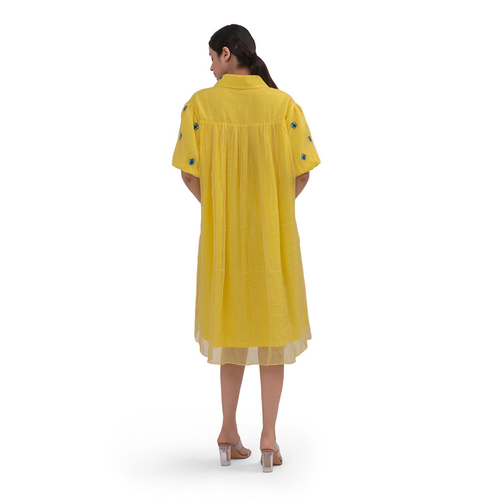 Journal By Pranay Yellow Shirt Knee Length Dress