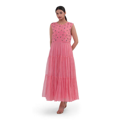 Journal By Pranay Pink Tiered Maxi Dress
