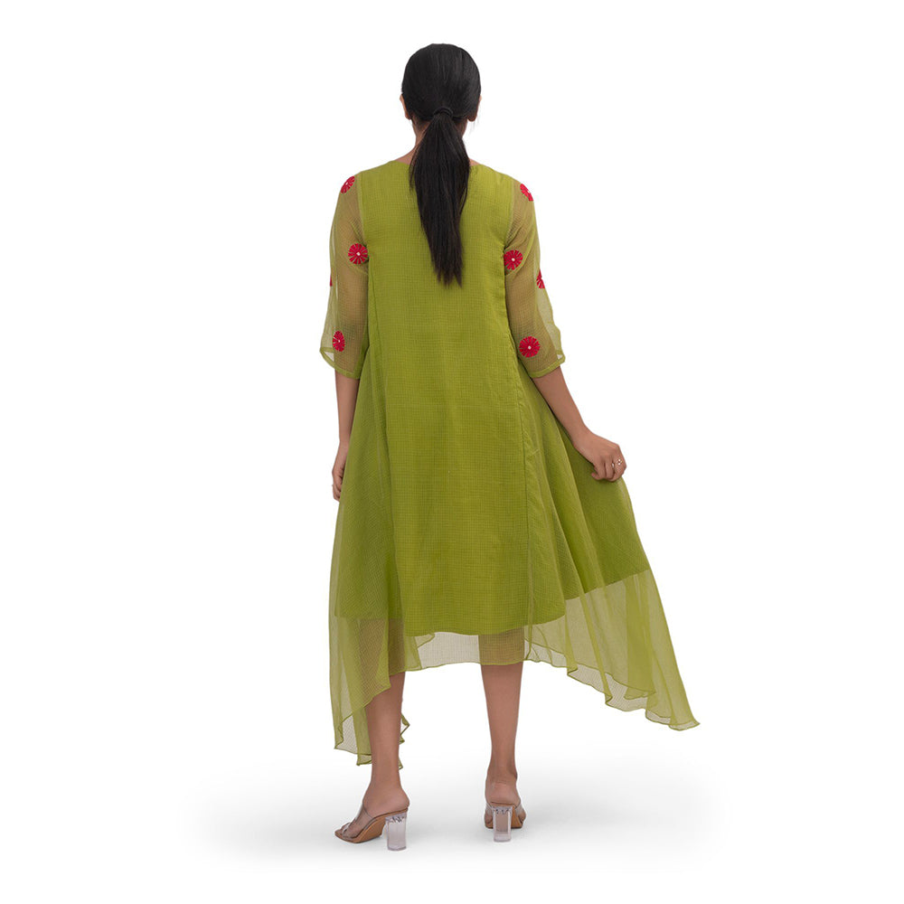 Journal By Pranay Green Side Gathered Wings Midi Dress