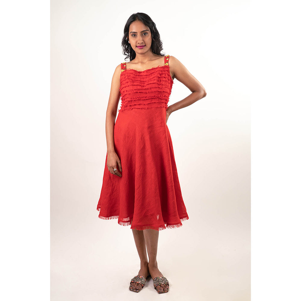 Journal By Pranay Red Rooz Midi Dress
