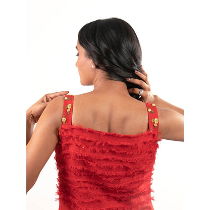 Journal By Pranay Red Rooz Midi Dress