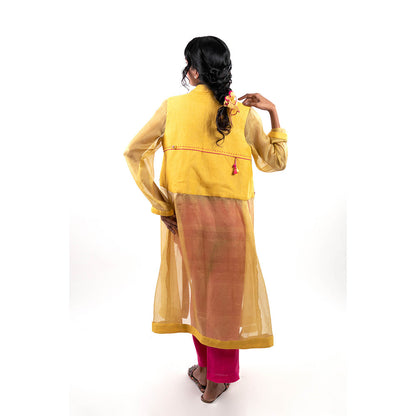 Journal By Pranay Pink Bahaar Embroidered Jacket with Top and Pant (Set of 3)