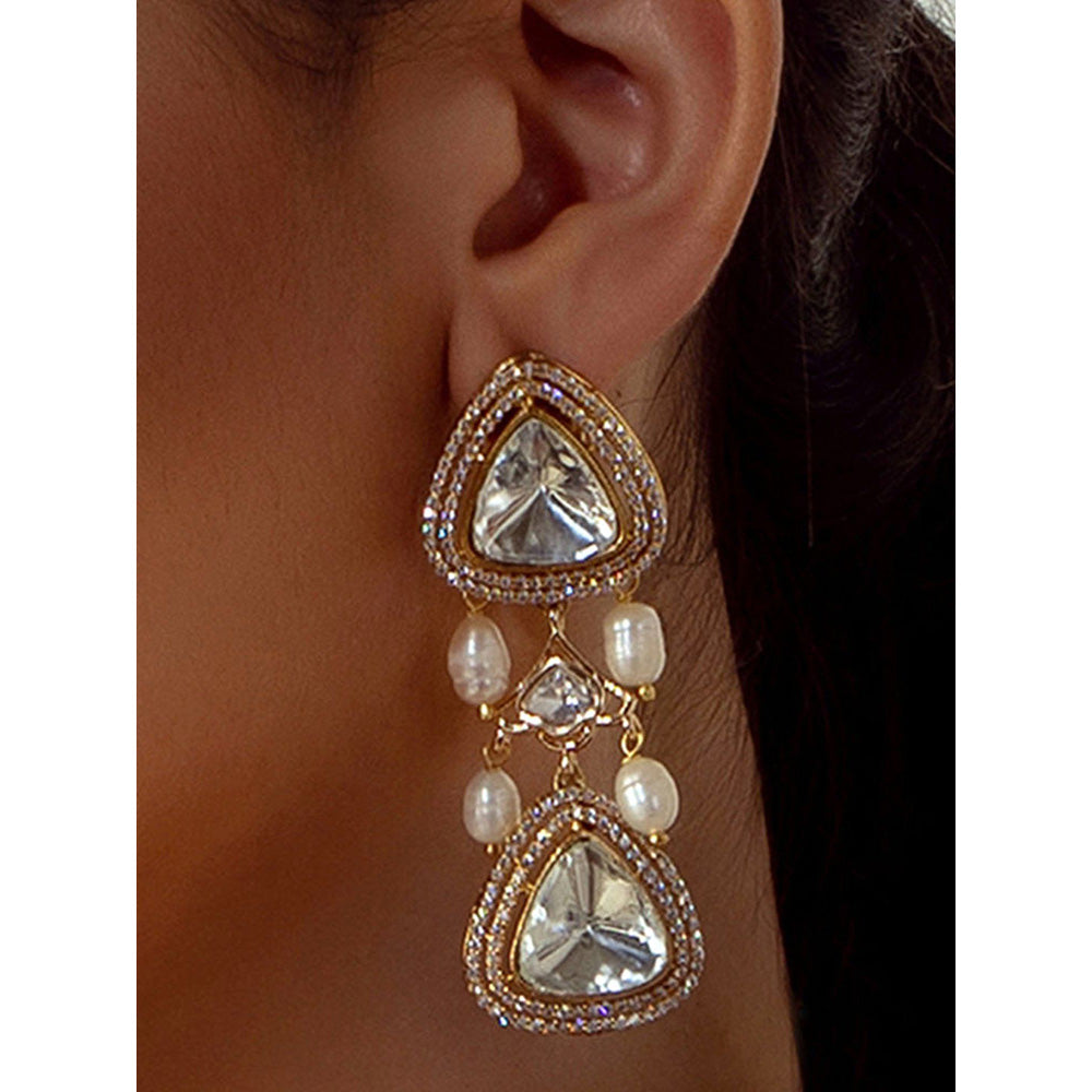 Joules By Radhika Polki & Pearl Drops Earrings