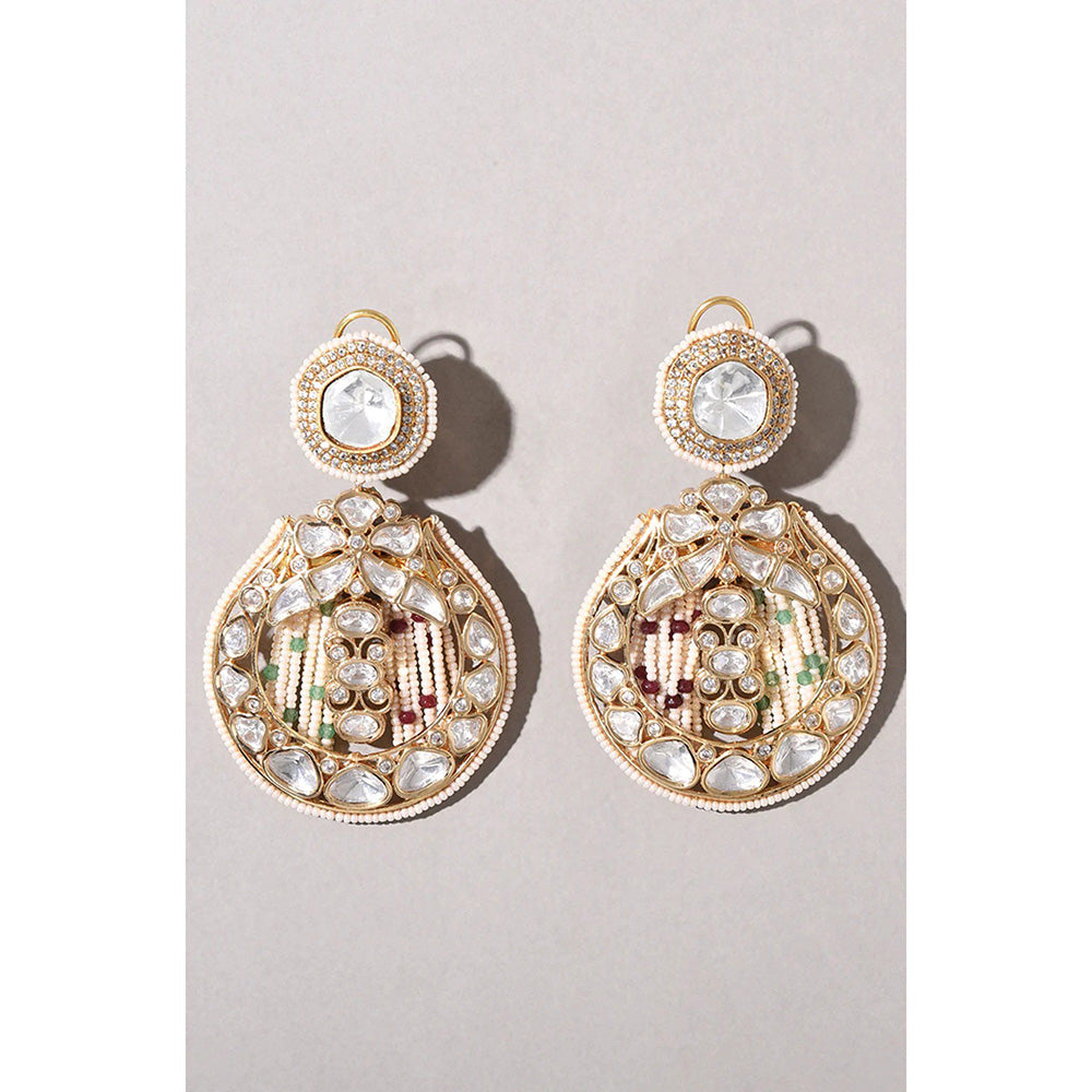 Joules By Radhika Polka and Pearl Drop Earrings
