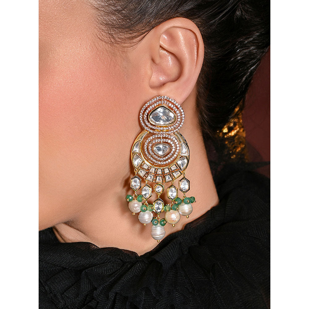 Joules By Radhika Glam White Dangler Earrings