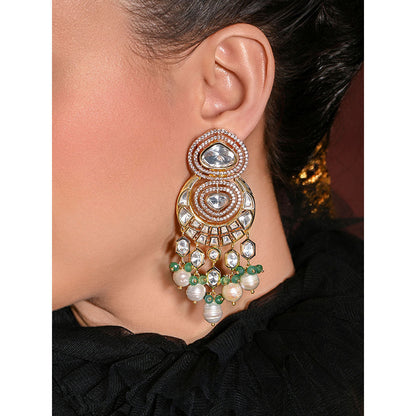 Joules By Radhika Glam White Dangler Earrings