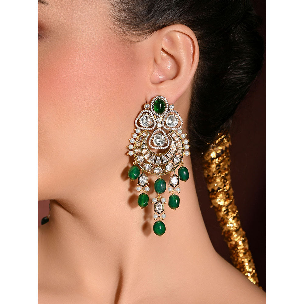 Joules By Radhika Bedazzling Green Dangler Earrings