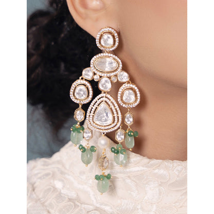 Joules By Radhika White Polki-Pearl Glamorous Earrings