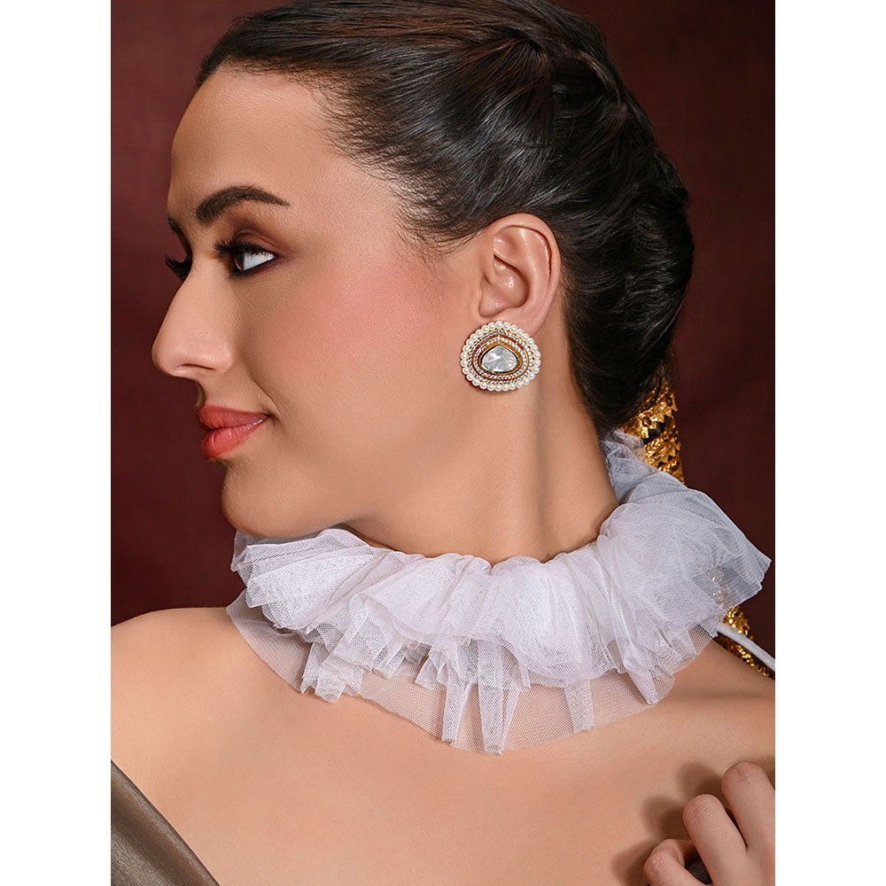 Joules By Radhika Wondrous White Stud Earrings