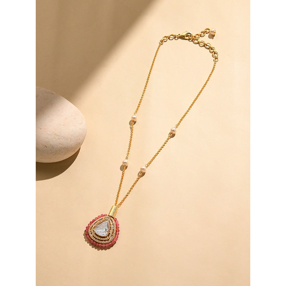 Joules By Radhika Grand Red and White Stone Necklace