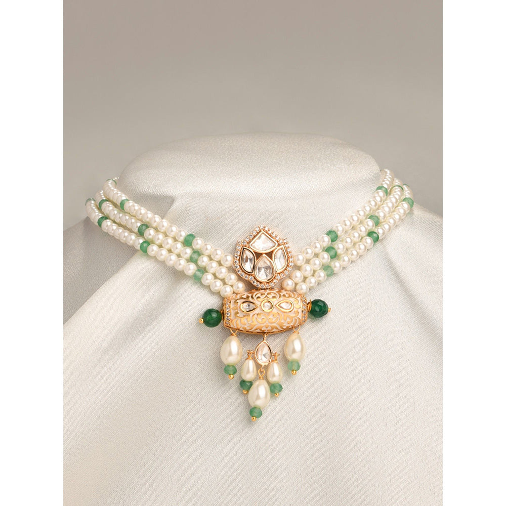 Joules By Radhika Pristine White and Green Necklace