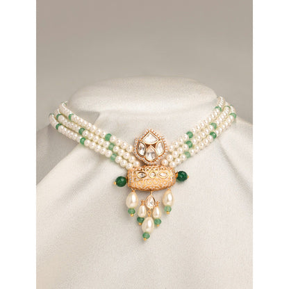 Joules By Radhika Pristine White and Green Necklace