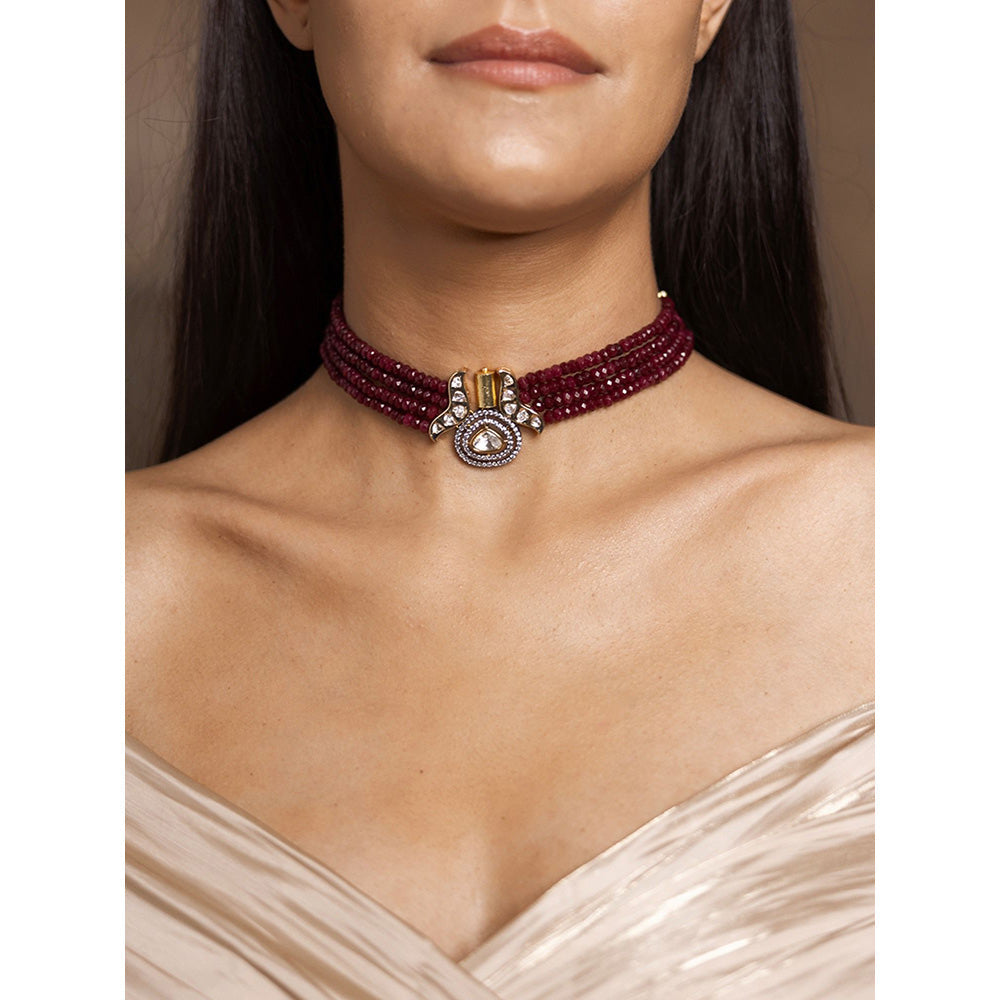Joules By Radhika Bold Red Choker Necklace
