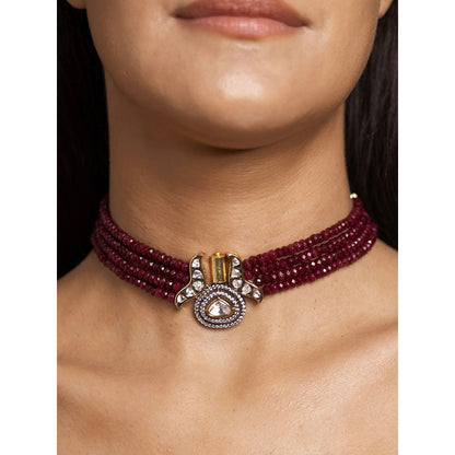 Joules By Radhika Bold Red Choker Necklace