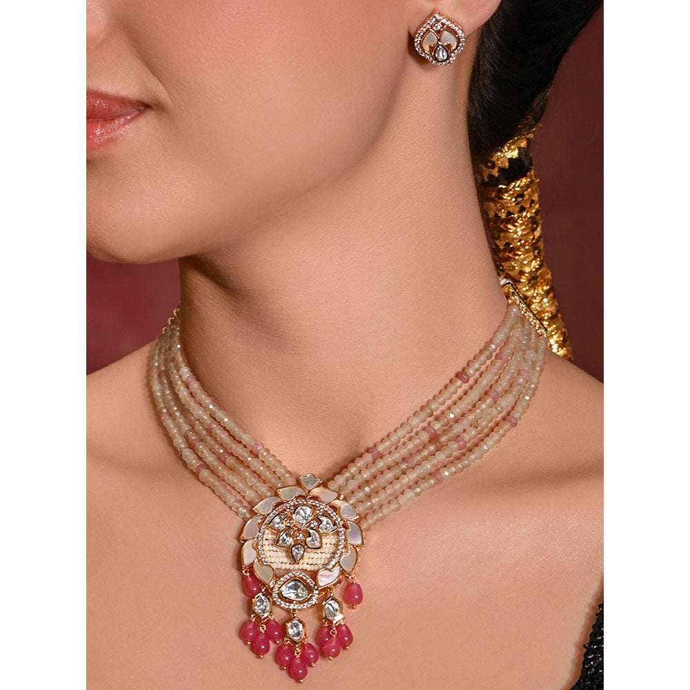 Joules By Radhika Multi-Color Dazzling Necklace with Earrings