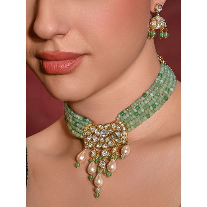 Joules By Radhika Green Hic Choker with Earrings