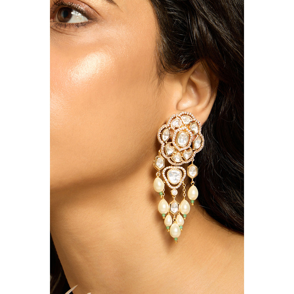 Joules By Radhika White Pearl Essence Drop Earrings