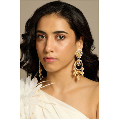 Joules By Radhika Elegant Polki Pear Kundan Drop Earrings
