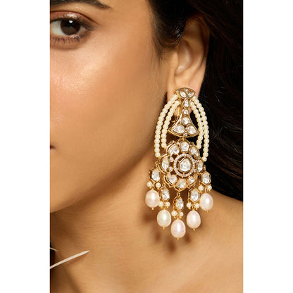 Joules By Radhika Timeless Pearl Polki Dangle Earrings
