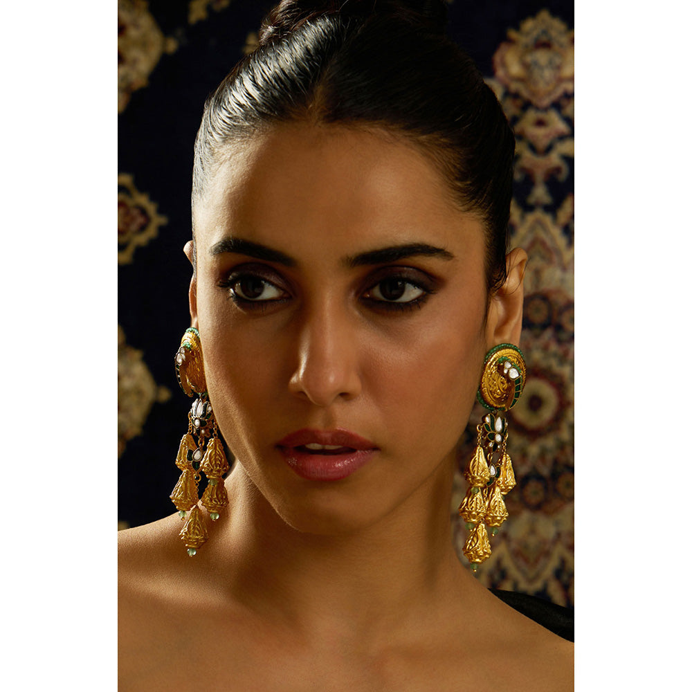 Joules By Radhika Parrot Green Whimsy Dangler Earrings